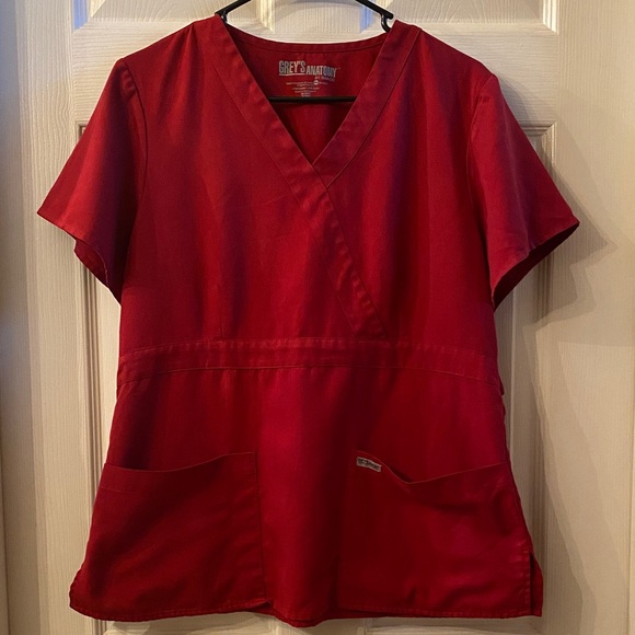 Grey's Anatomy Tops - Grey's Anatomy Women's V-Neck Red Scrub Top